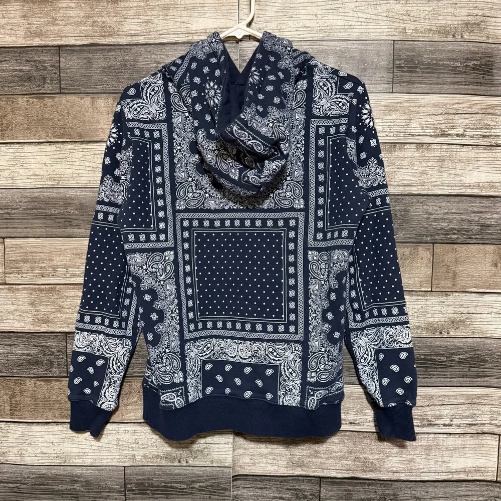 Navy Co Sink Or Swim Bandana Hoodie Men’s S Blue White Pullover Paisley